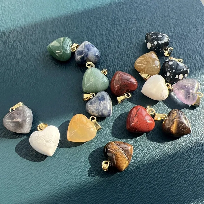 1 Piece 15mm Natural Stone Heart Shape Pendant