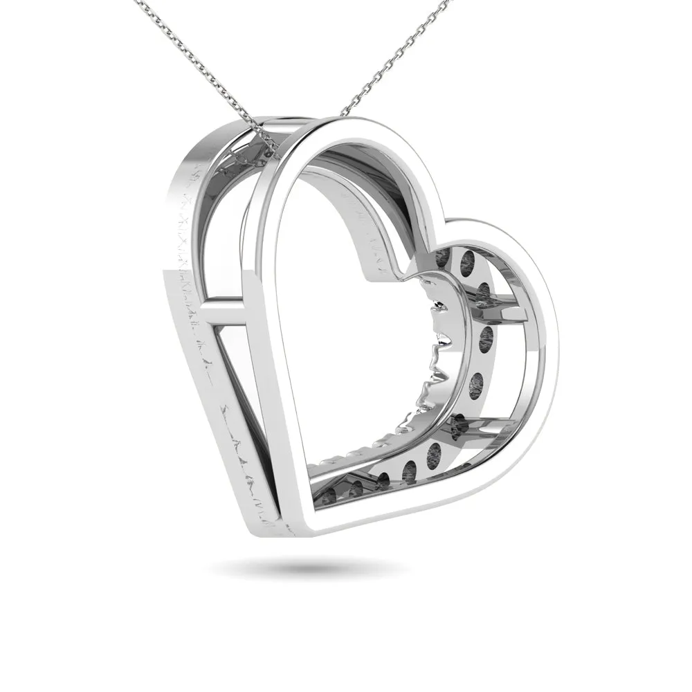 10K White Gold 1/10 Ctw Diamond Heart Pendant