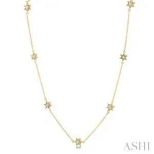 1/10 Ctw Star Round Cut Diamond Station Necklace in 10K Yellow Gold