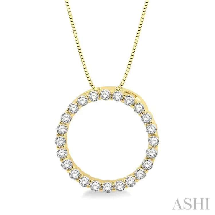 1/4 ctw Circle of Love Round Cut Diamond Pendant With Chain in 14K Yellow Gold