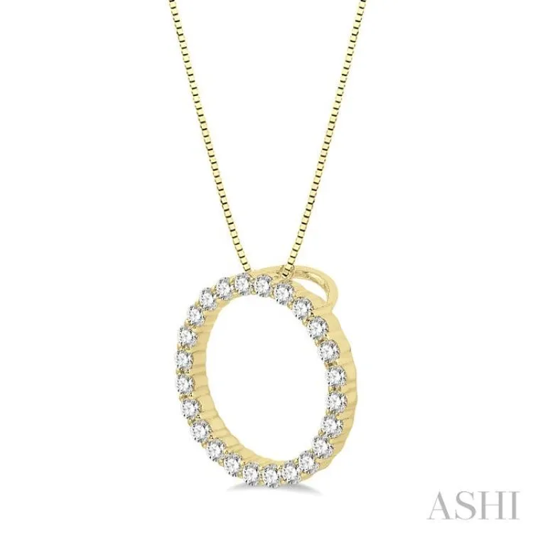 1/4 ctw Circle of Love Round Cut Diamond Pendant With Chain in 14K Yellow Gold