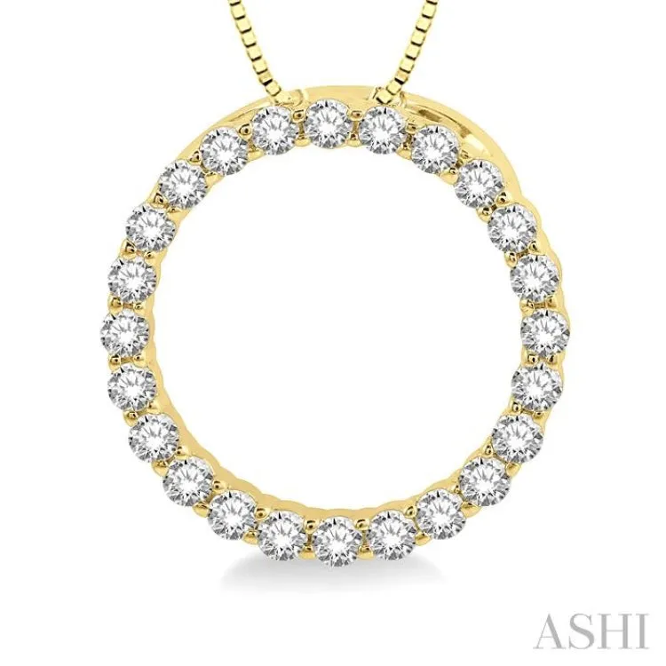 1/4 ctw Circle of Love Round Cut Diamond Pendant With Chain in 14K Yellow Gold