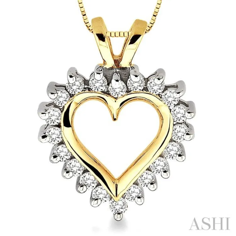 1/4 Ctw Round Diamond Heart Pendant in 14K Yellow Gold with Chain