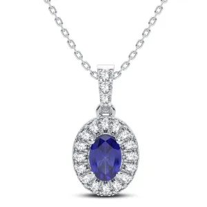 14K 0.35CT Diamond Sapphire Pendant