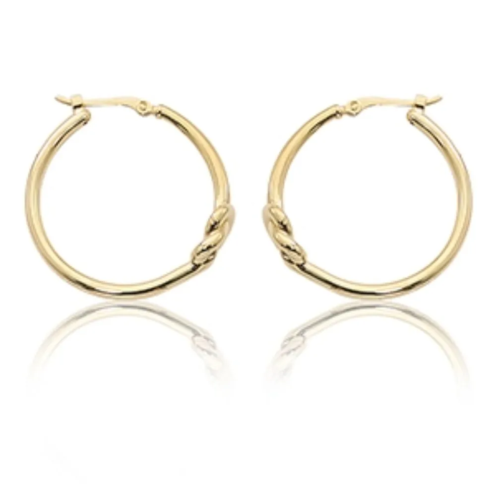 14k Gold Knot Hoop Earrings