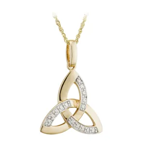 14K Gold Two Tone Diamond Trinity Knot Pendant