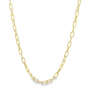 14K Italian Solid Open Corrugated Link Chain Necklace 16"