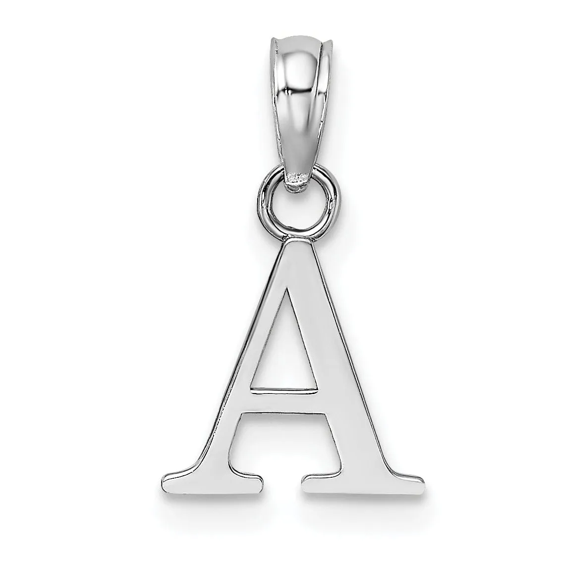 14K White Gold Block Design Small Letter A Initial Charm Pendant