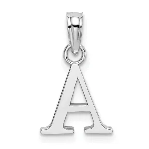 14K White Gold Block Design Small Letter A Initial Charm Pendant