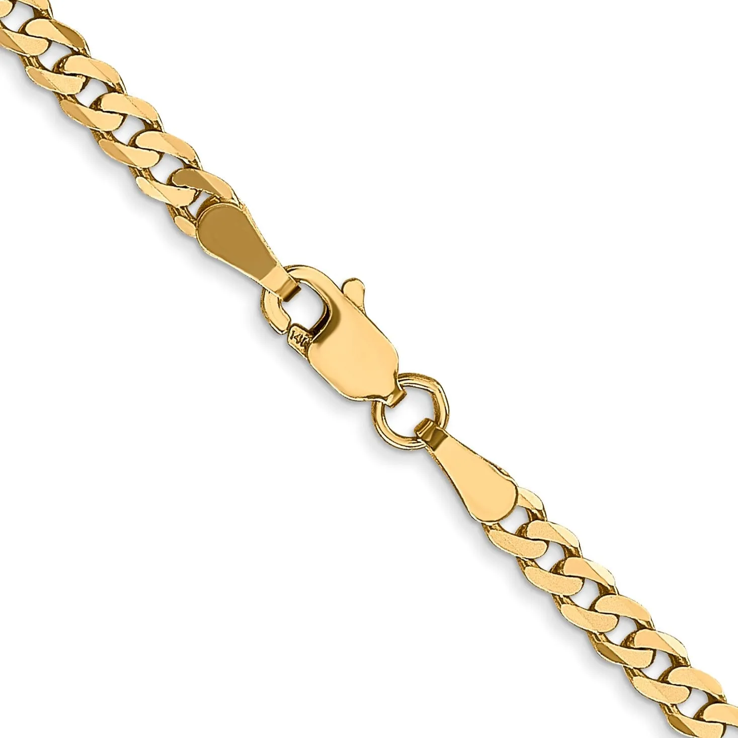 14k Yellow Gold 2.9mm Flat Beveled Curb Chain