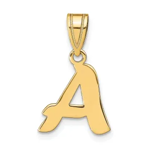 14k Yellow Gold Polished Finish Script Design Letter A Initial Pendant