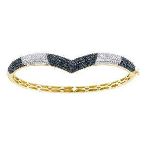 14kt Yellow Gold Womens Round Black Color Enhanced Diamond Bangle Bracelet 1-3/4 Cttw