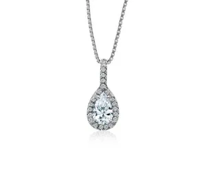 1.50 Carat Oval Cut White Gold Diamond Halo Pendant