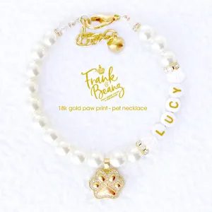 18K Gold Paw Print Pet Necklace for Cats Dogs Personalize Pet Jewelry