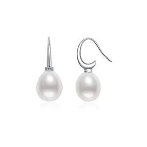 18k Solid Gold Diamond South Sea White Pearl Earrings KE00103