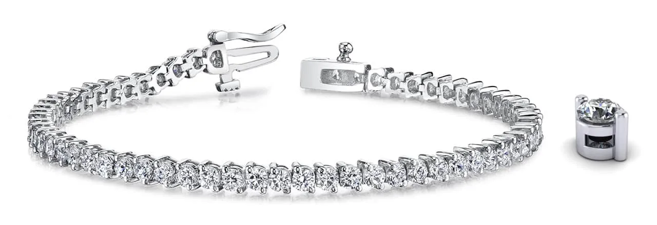 2 Prong Set Round Diamond  Tennis Bracelet with 0.58 ct.(finished) 1.2mm