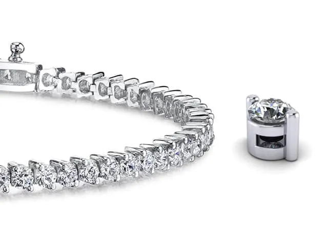 2 Prong Set Round Diamond  Tennis Bracelet with 0.58 ct.(finished) 1.2mm