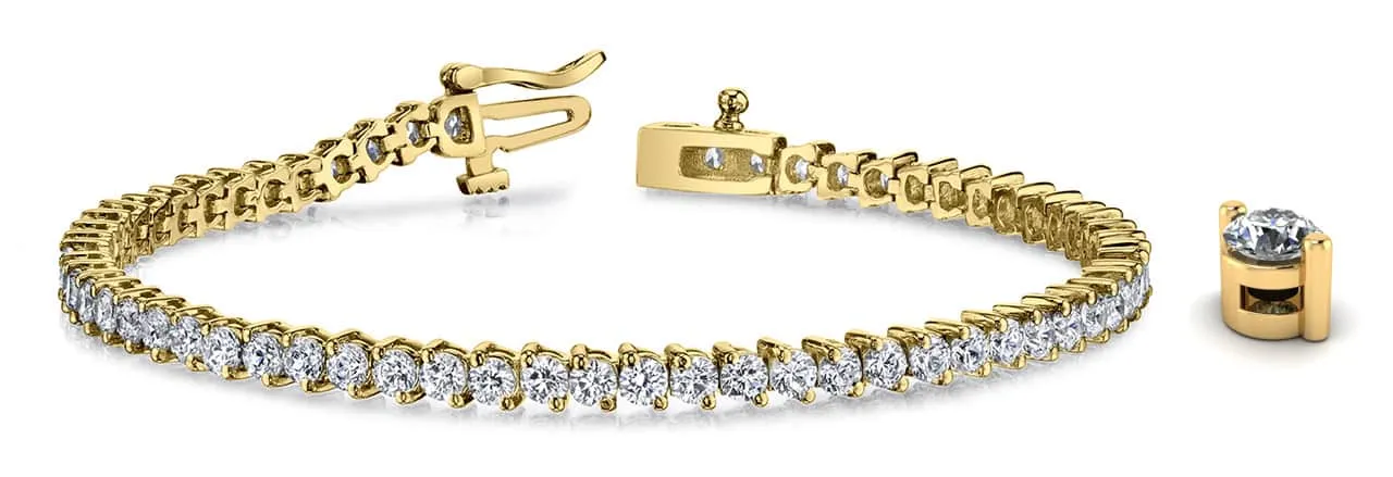 2 Prong Set Round Diamond  Tennis Bracelet with 5.04 ct.(finished) 2.75mm