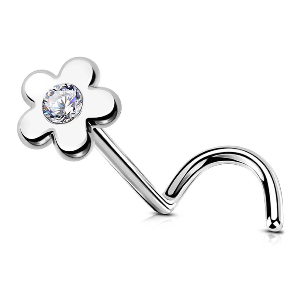 20G Flower Top Nose Screw Ring