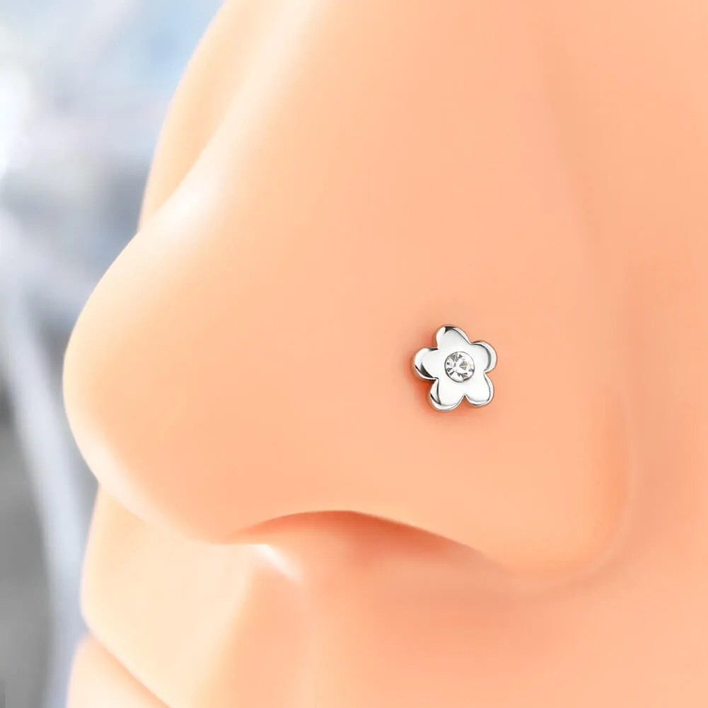 20G Flower Top Nose Screw Ring