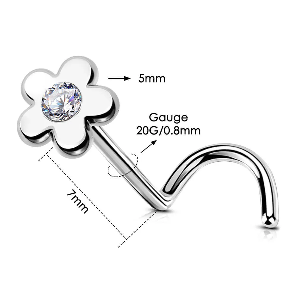 20G Flower Top Nose Screw Ring