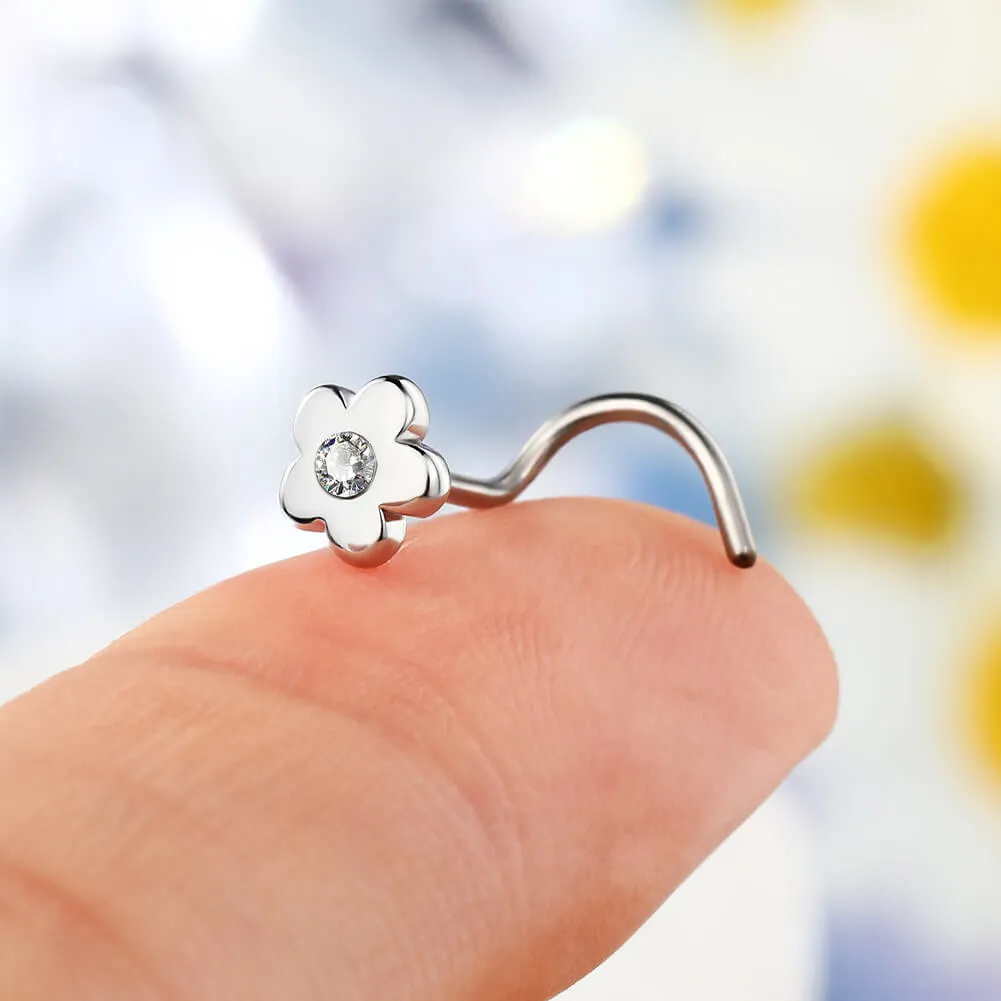 20G Flower Top Nose Screw Ring