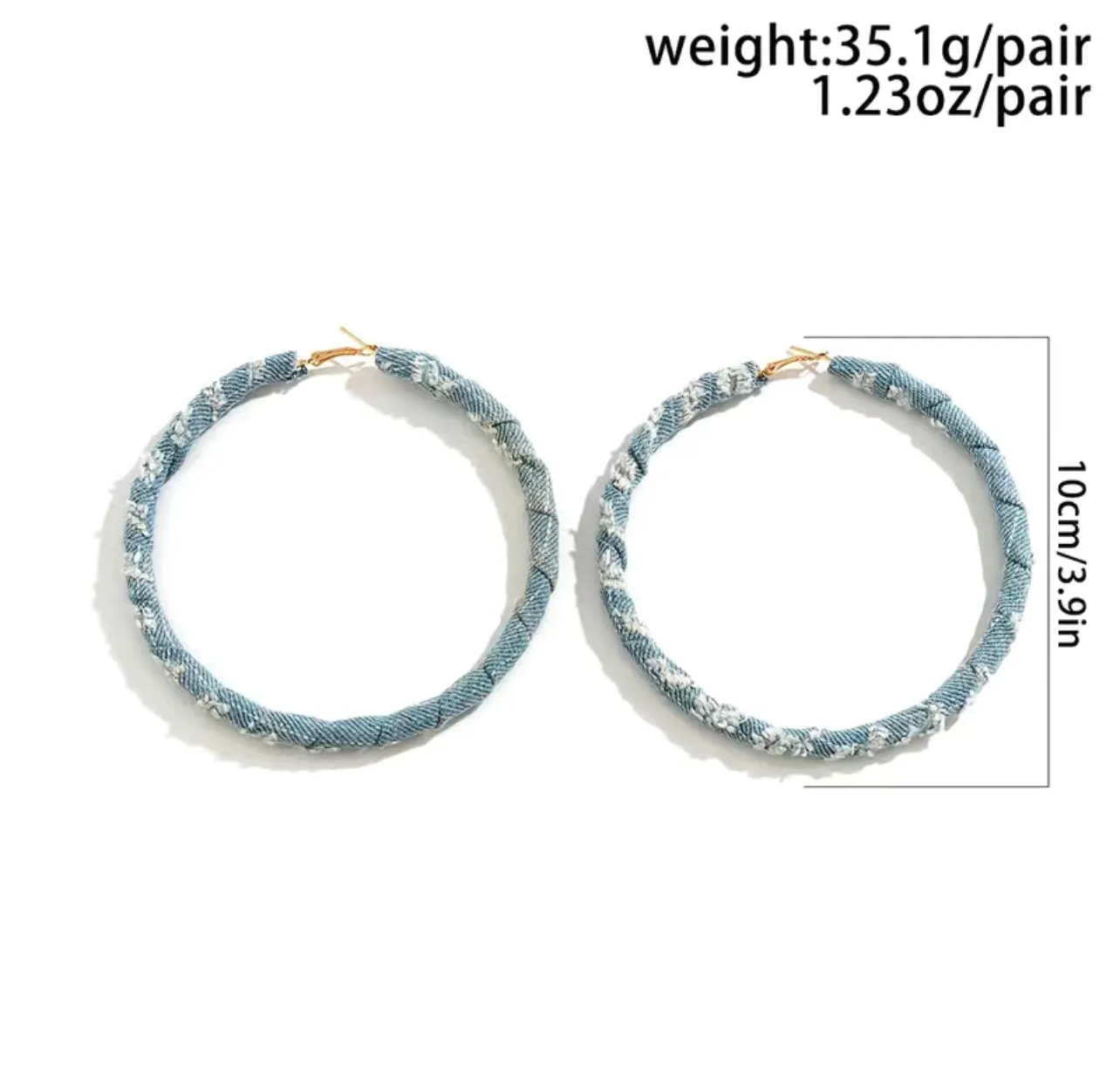 3.9in Retro Denim Circle Hoops