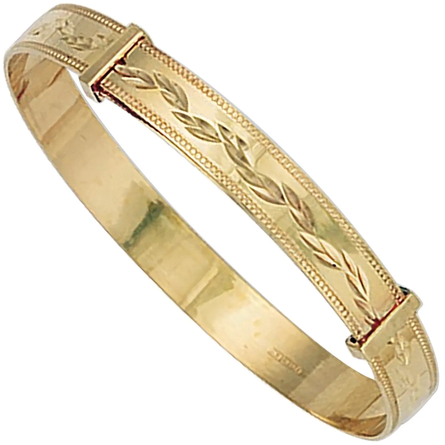 9ct Yellow Gold Patterned Expandable Baby Bangle 4.3g