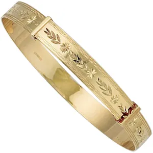 9ct Yellow Gold Patterned Expandable Maiden Bangle 7.0g