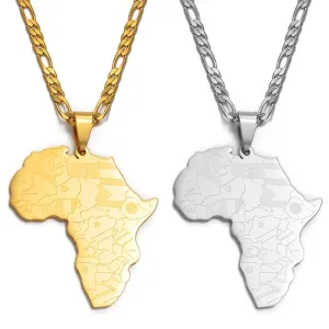 Africa Map Pendant Necklaces in Silver and Gold: Stylish Jewelry for Women and Men