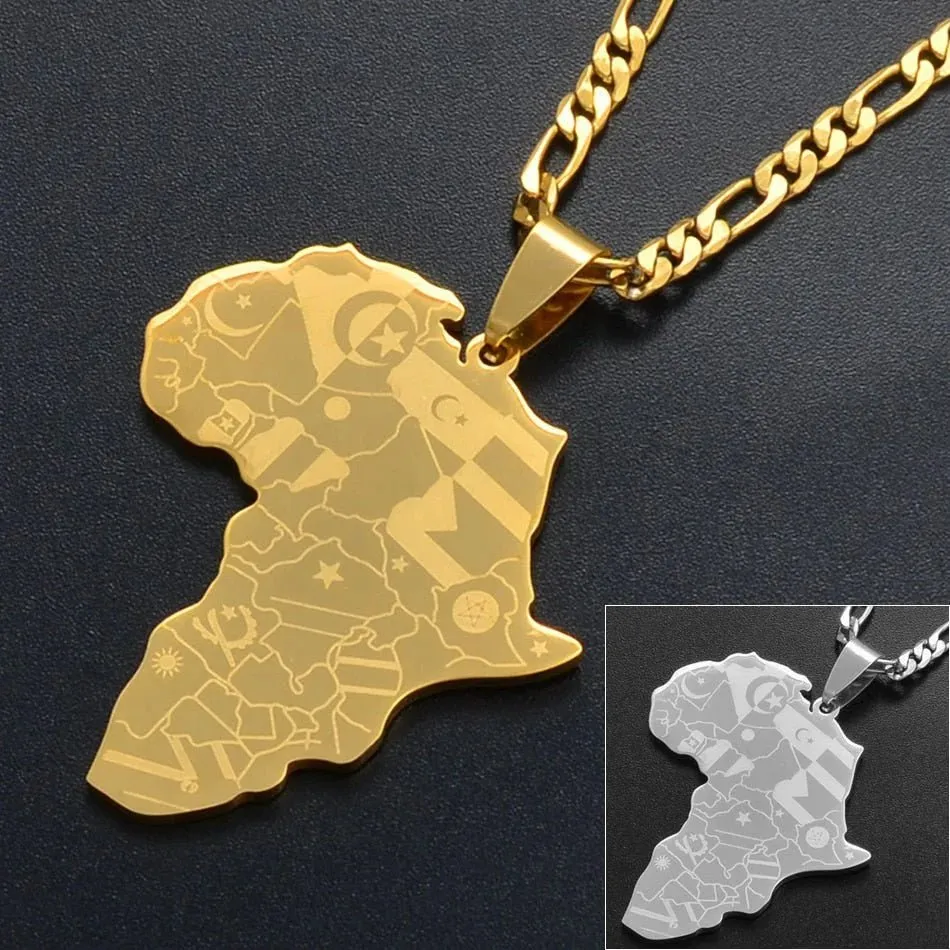 Africa Map Pendant Necklaces in Silver and Gold: Stylish Jewelry for Women and Men