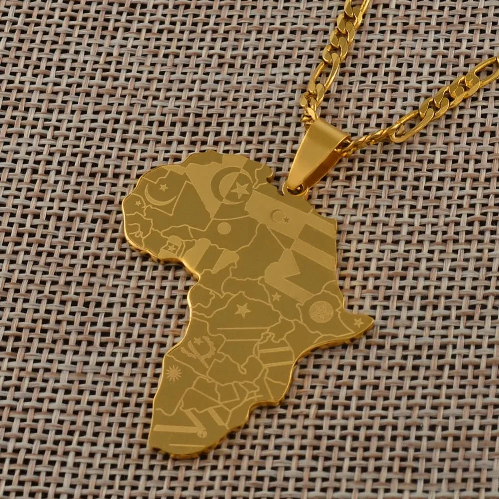 Africa Map Pendant Necklaces in Silver and Gold: Stylish Jewelry for Women and Men