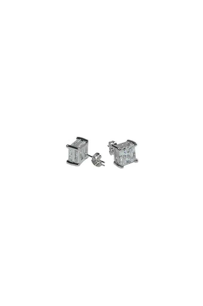 Aicon White Gold Square Earrings 8mm