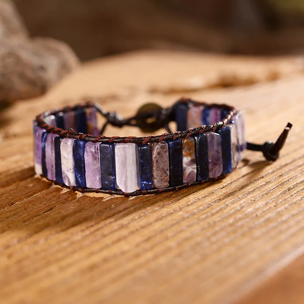 Amethyst Lapis Lazuli Agate Bracelet Hand-Woven!!