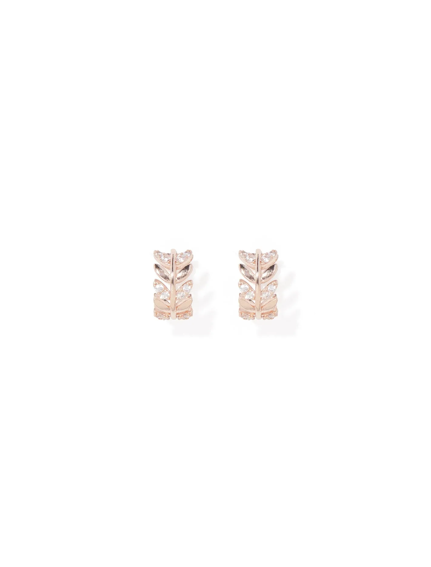 Analia Cubic Zirconia Delicate Leaf Huggie Earrings