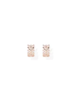 Analia Cubic Zirconia Delicate Leaf Huggie Earrings