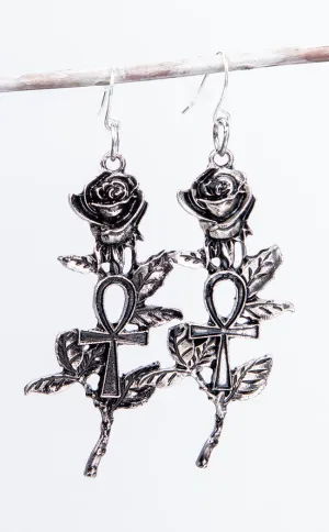 Ankh Roses Earrings | Silver