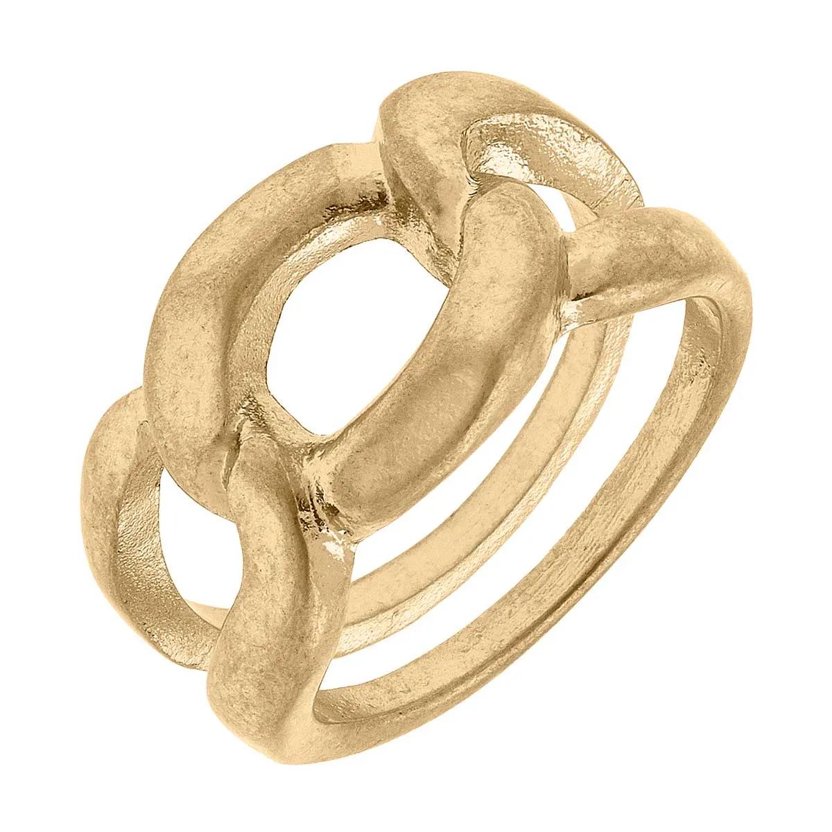 Beckham Statement Ring in Worn Gold