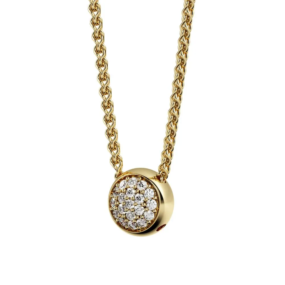 Belt of Venus Natural Diamond Pav'e Pendant with a Yellow Necklace