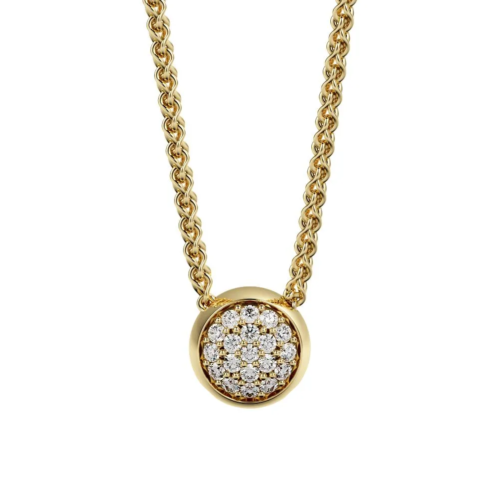 Belt of Venus Natural Diamond Pav'e Pendant with a Yellow Necklace