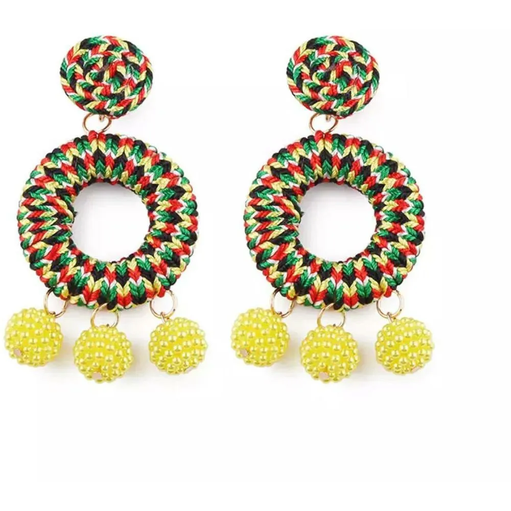 Bohemian ‘Pom-Pom’ Statement Tassel Drop Earrings