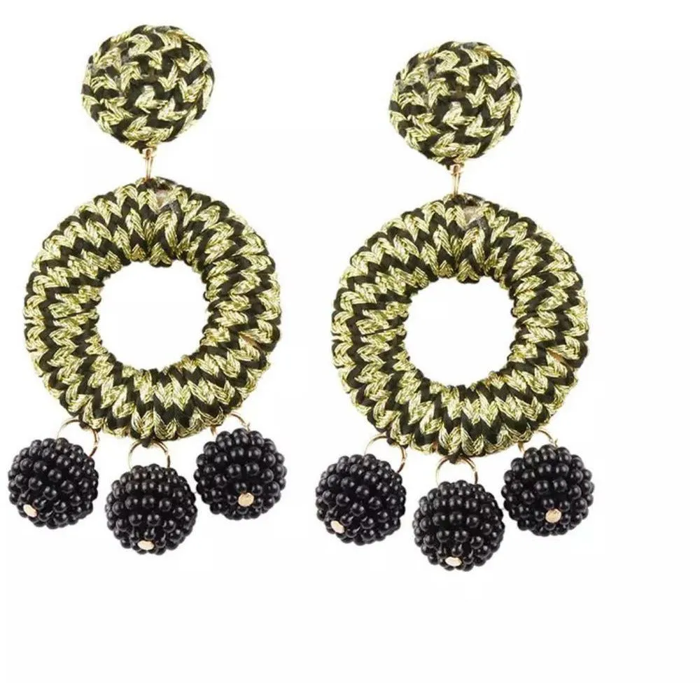 Bohemian ‘Pom-Pom’ Statement Tassel Drop Earrings