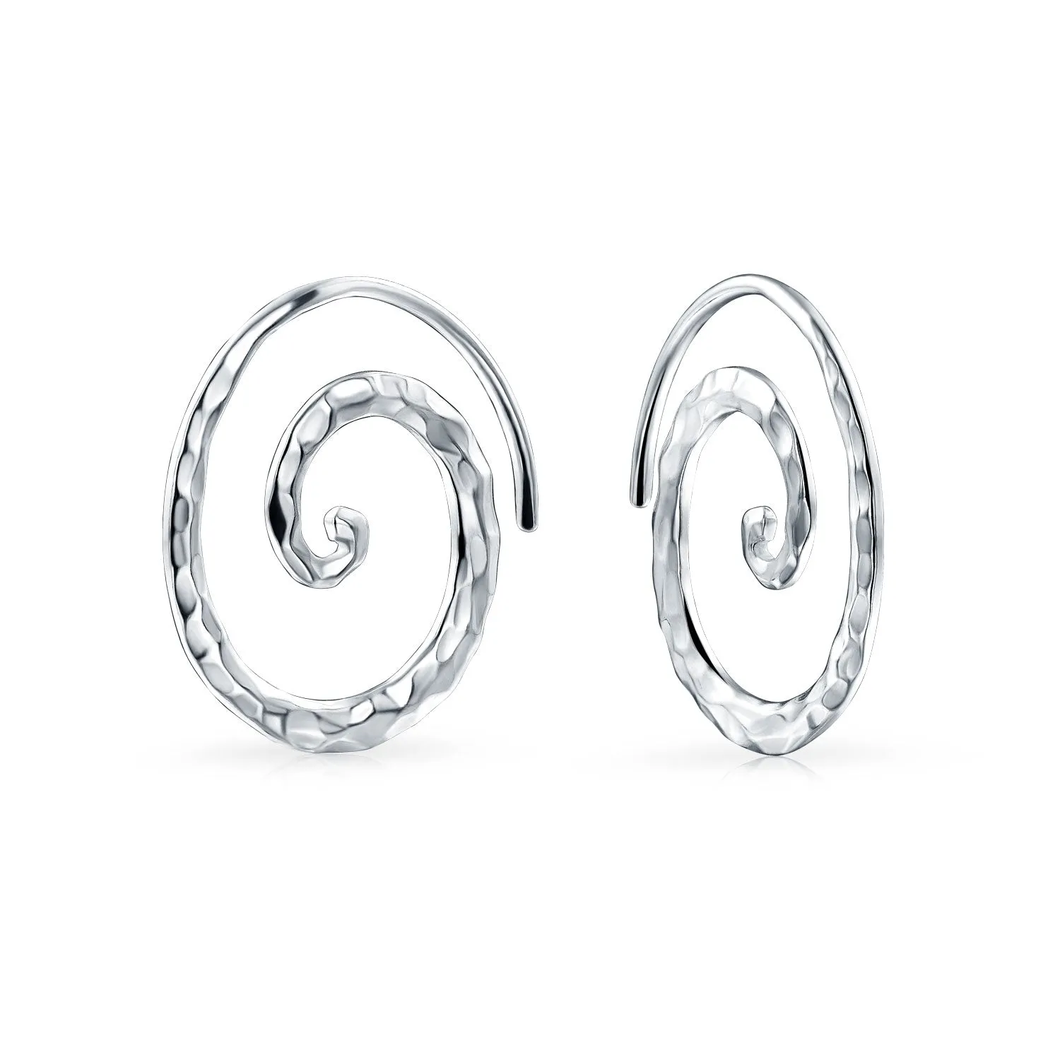 Boho Swirl Spiral Hoop Threader Stud Earrings Gold Plated .925 Sterling Silver