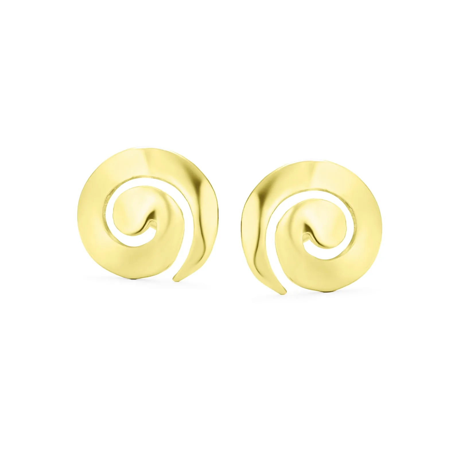 Boho Swirl Spiral Hoop Threader Stud Earrings Gold Plated .925 Sterling Silver