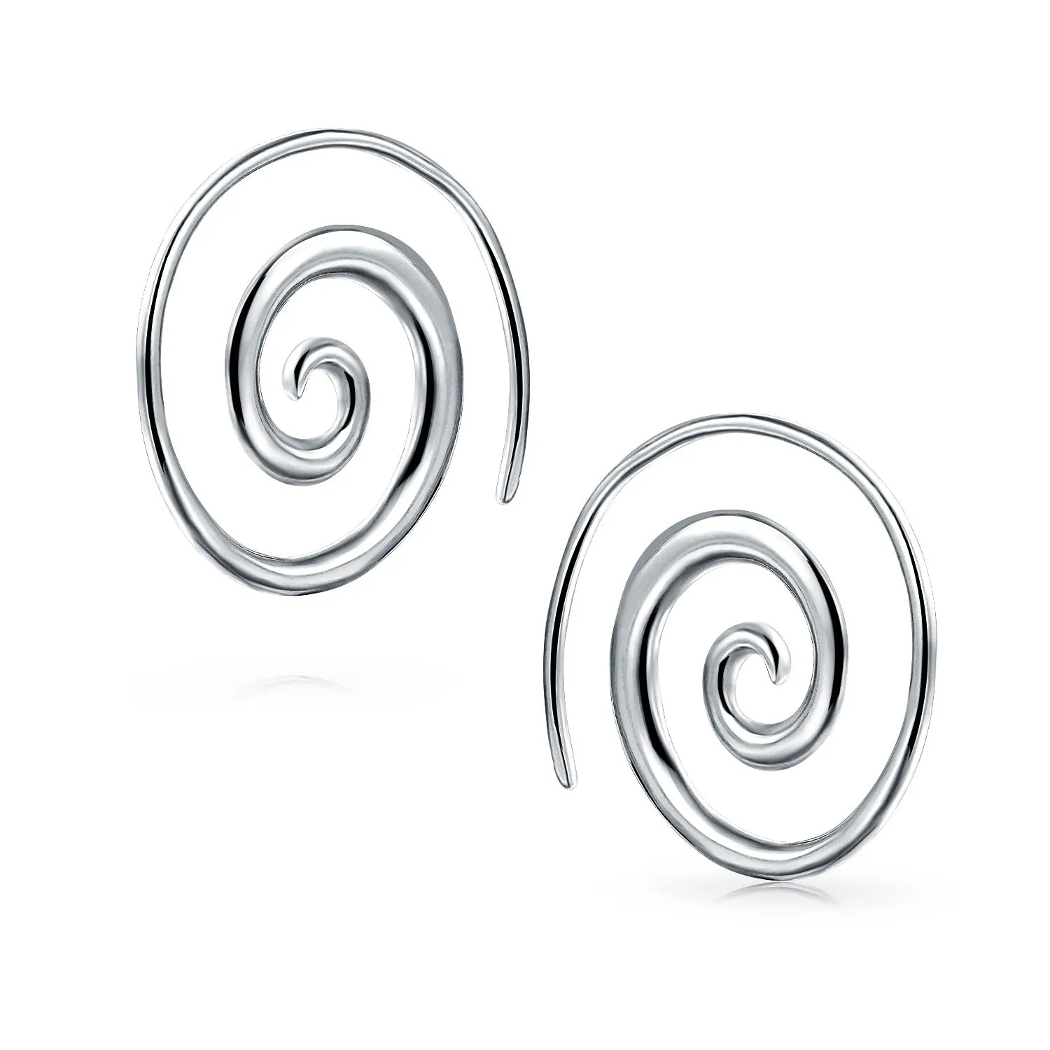 Boho Swirl Spiral Hoop Threader Stud Earrings Gold Plated .925 Sterling Silver