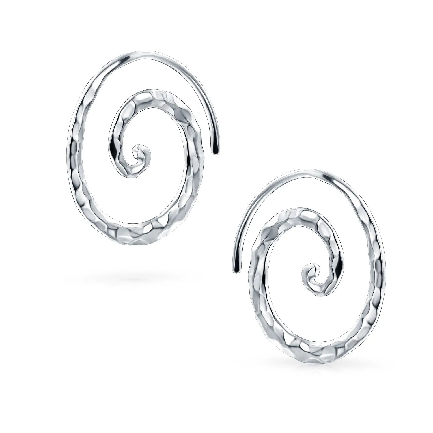 Boho Swirl Spiral Hoop Threader Stud Earrings Gold Plated .925 Sterling Silver