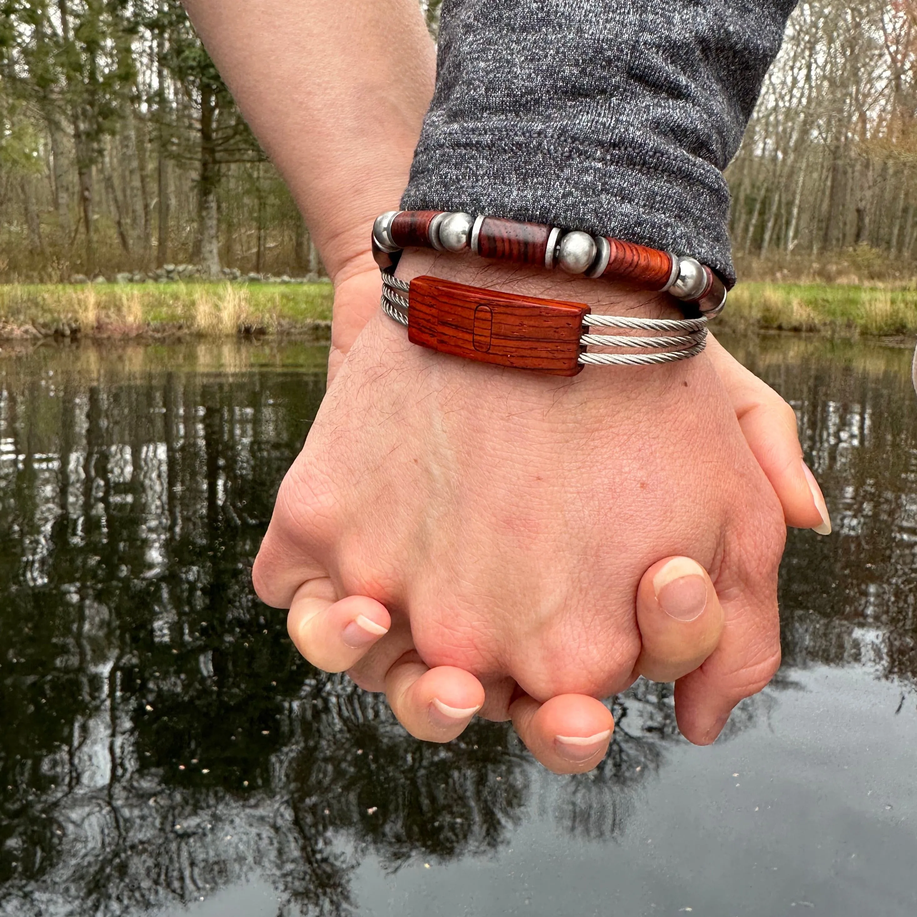 Bracelet - Wooden Clasp with Stainless Steel Band