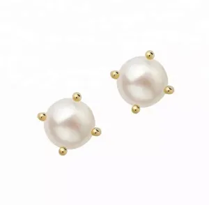 Bridal Pearl Block Stud Earring