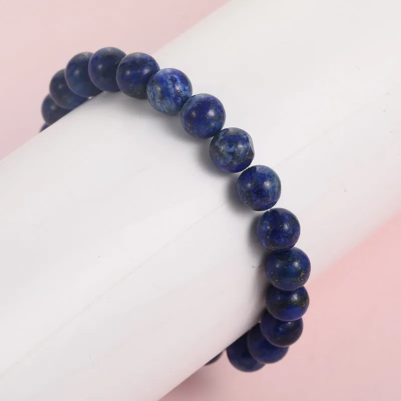 Buddha Beads Natural Stone Handmade Beaded Natural Lapis Lazuli And Amethyst Beads Bracelet 8mm