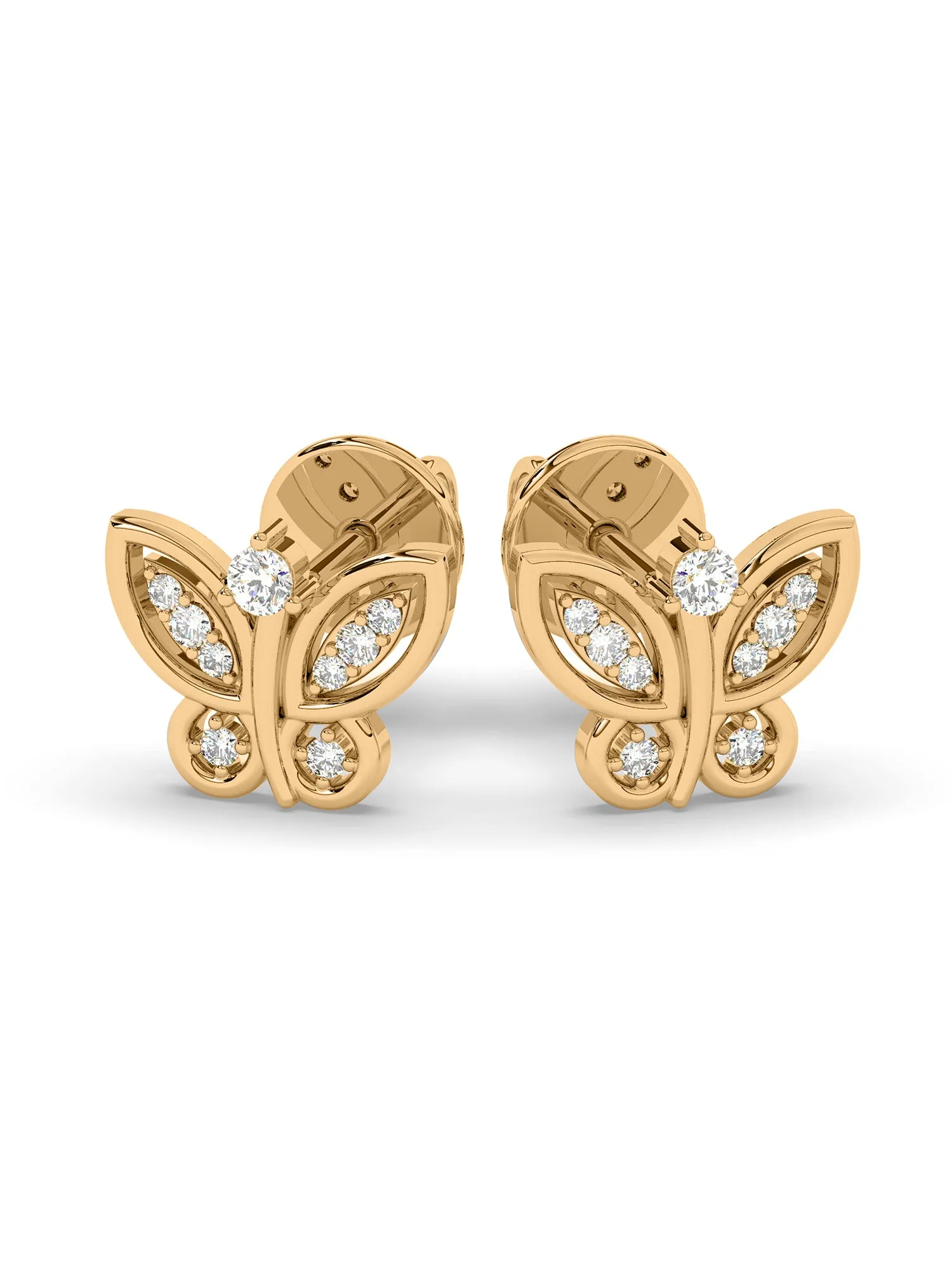 Butterfly Diamond Earring Studs In Gold